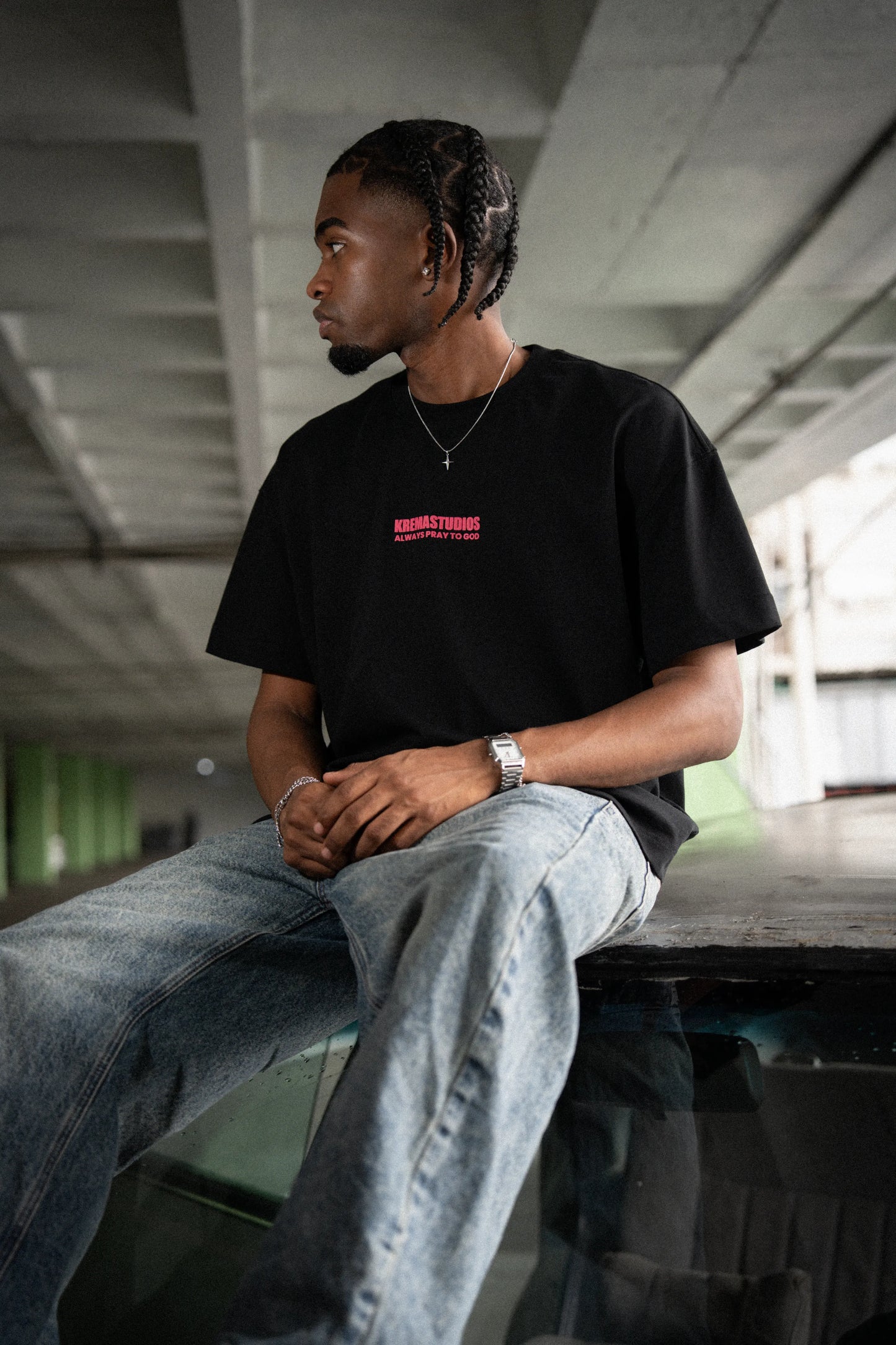 PRAY TEE - BLACK/MAGENTA
