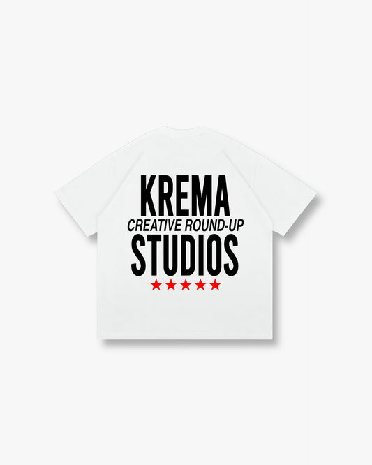 ROUND UP TEE - WHITE/BLACK