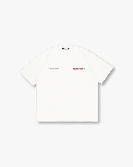 ONE TICKET TEE - WHITE/BRICK RED