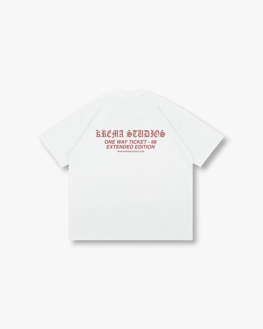 ONE TICKET TEE - WHITE/BRICK RED