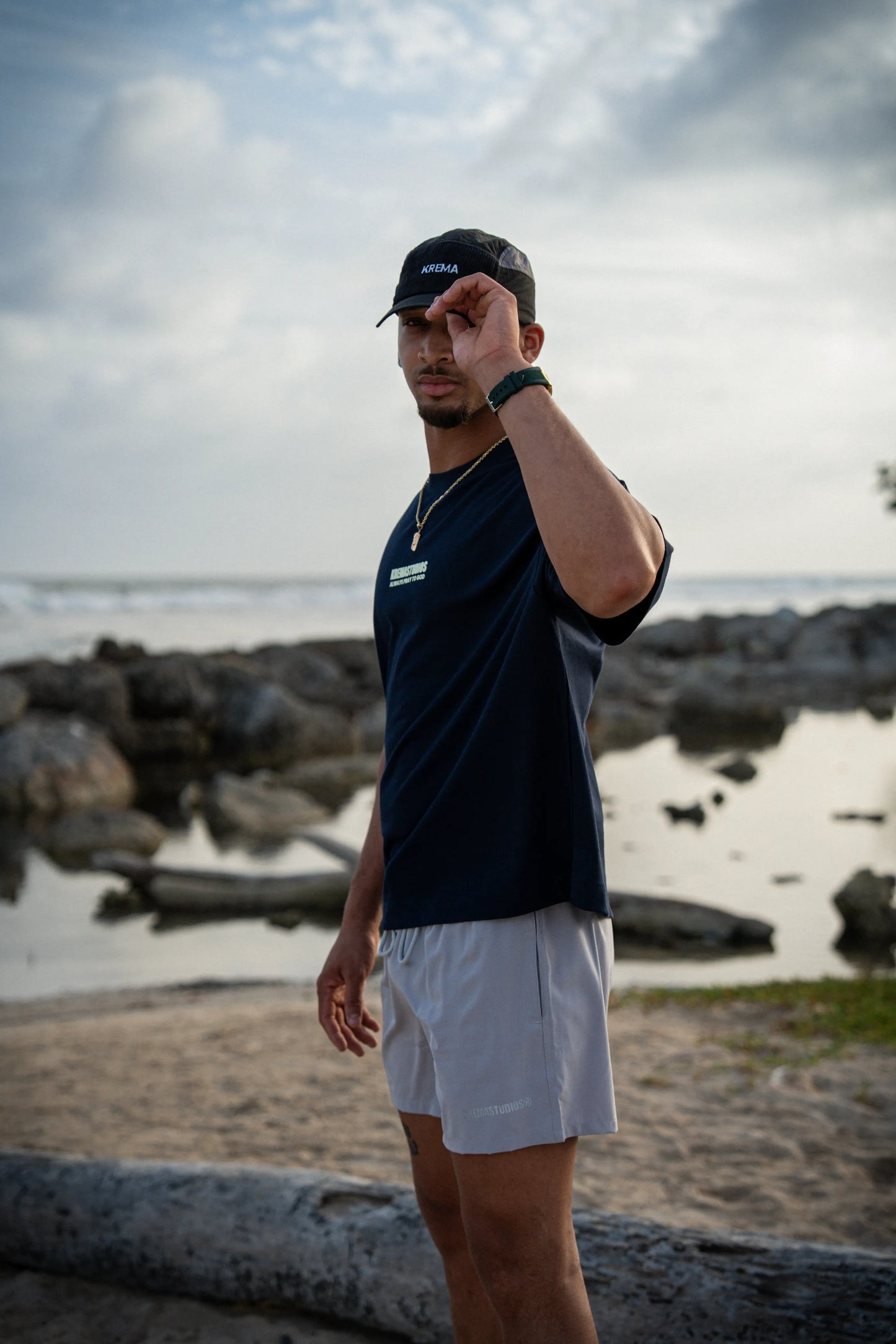 PRAY TEE - NAVY/LIME