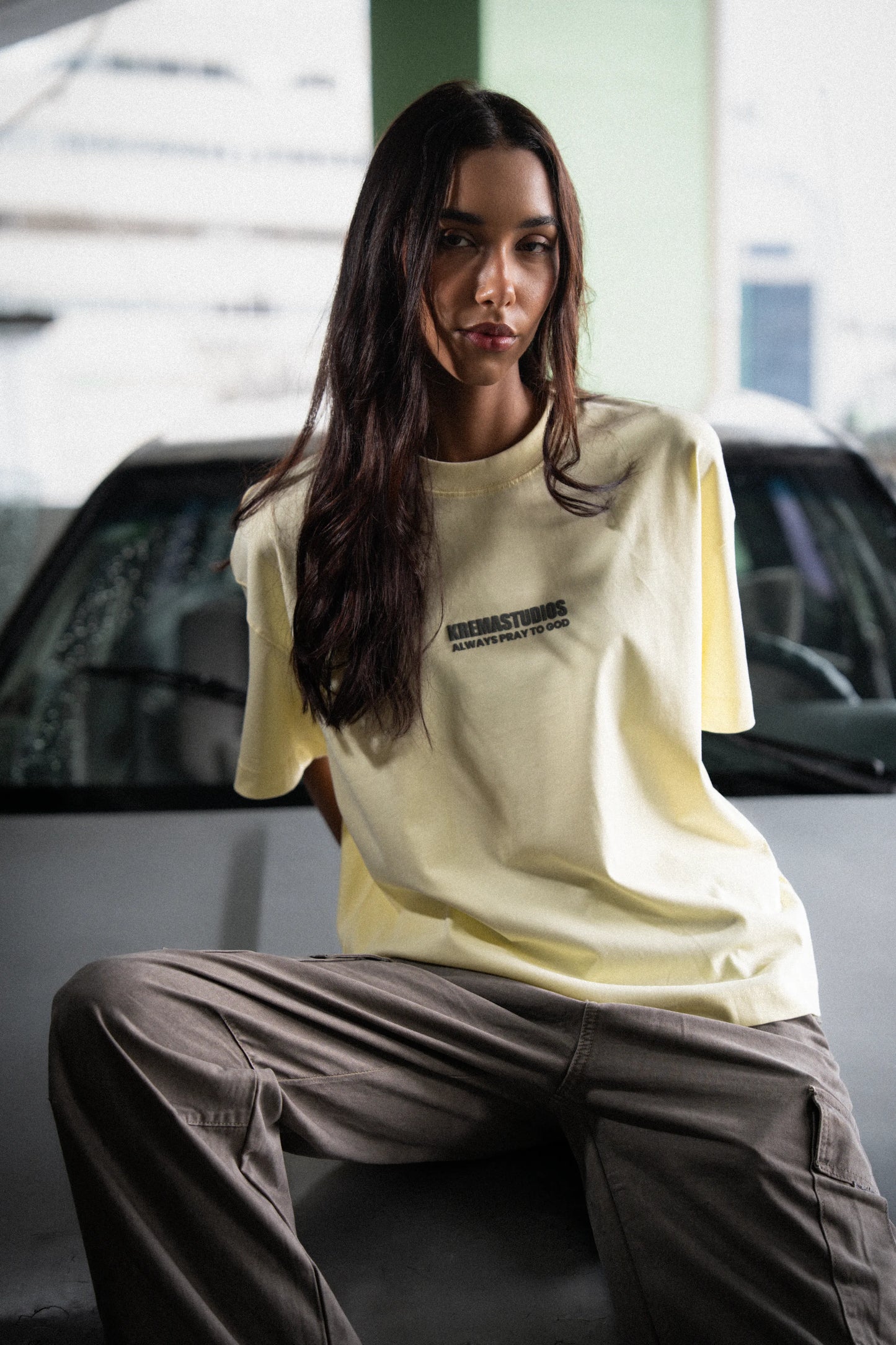 PRAY TEE - YELLOW/DARK GREY