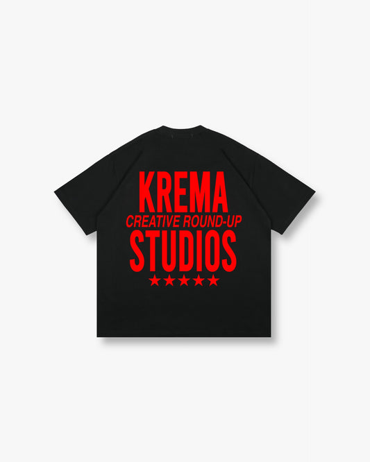 ROUND UP TEE - BLACK/RED