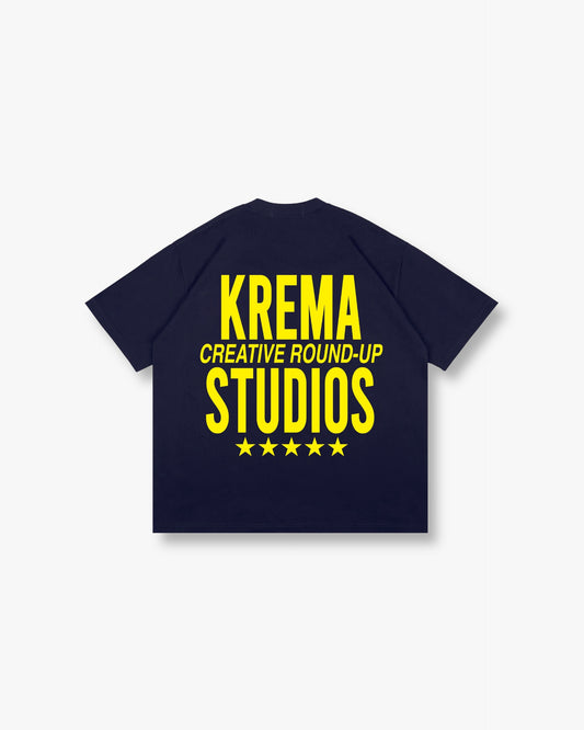 ROUND UP TEE - BLUE/YELLOW
