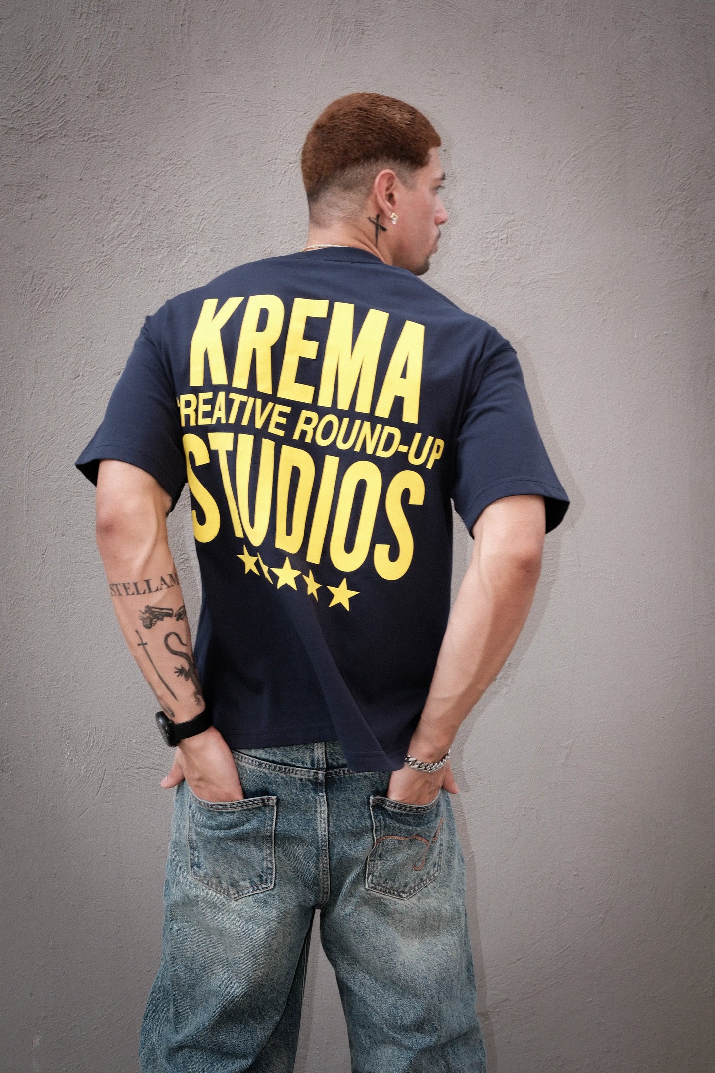 ROUND UP TEE - BLUE/YELLOW