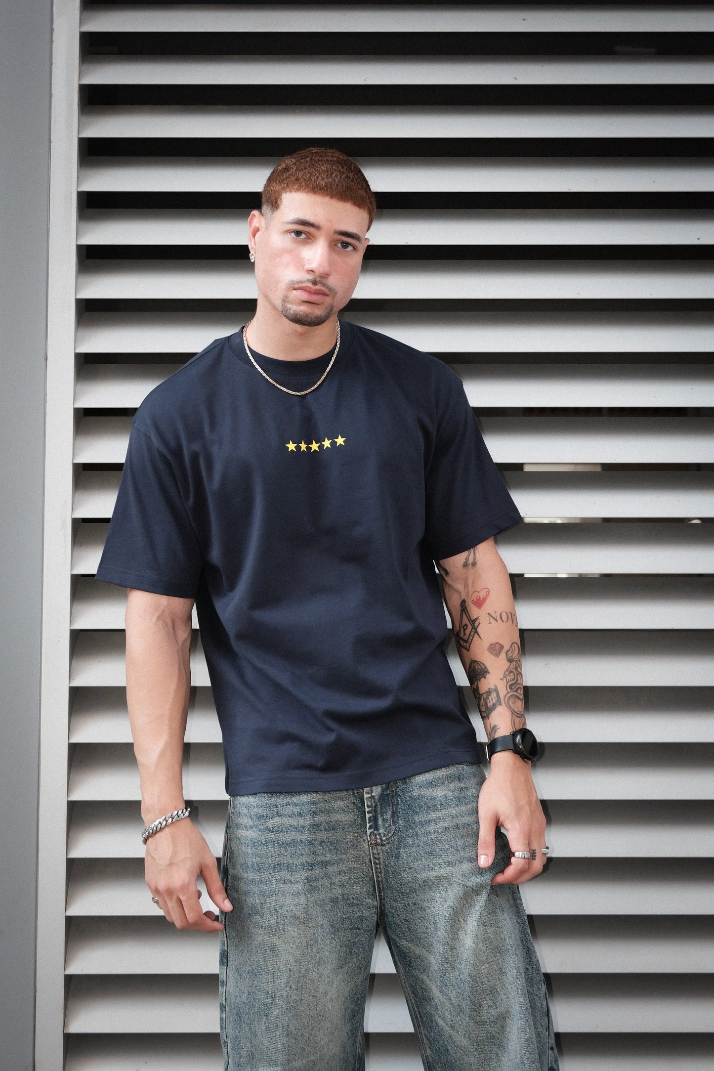 ROUND UP TEE - BLUE/YELLOW